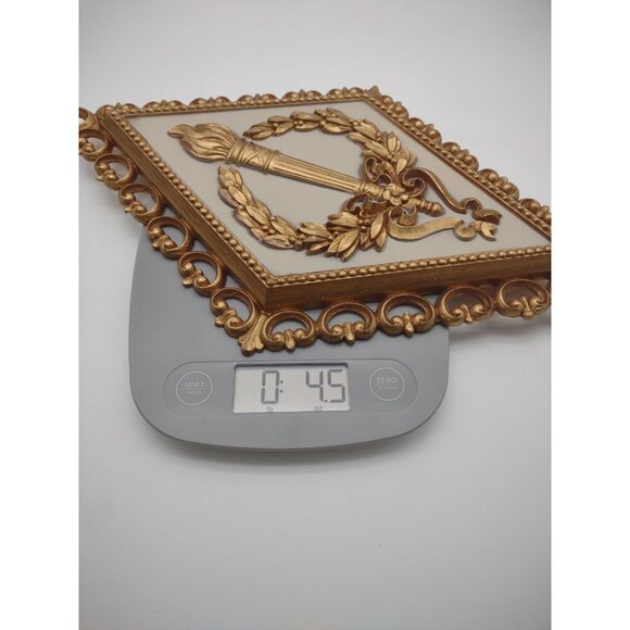 Vintage 1970s Homco Art Nouveau Greek Gold Tone Diamond Resin Wall Plaques - Picture 16 of 16